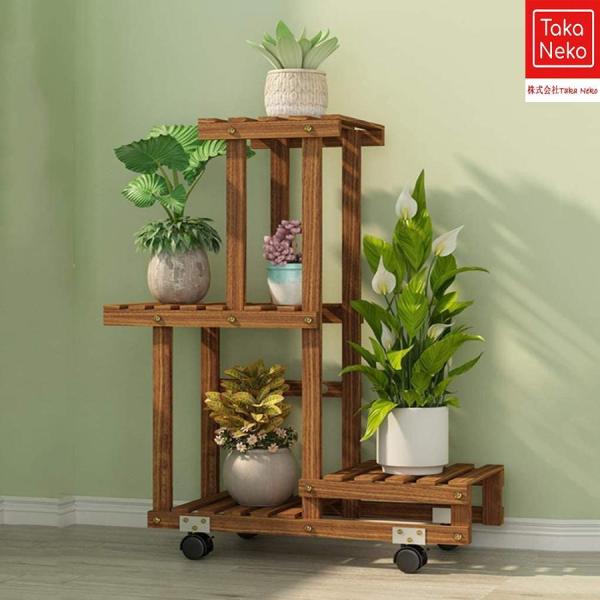 フラワースタンド，フラワースタンド 室内，植物 棚，観葉植物 スタンド，木造植木鉢スタンド高低植木鉢...