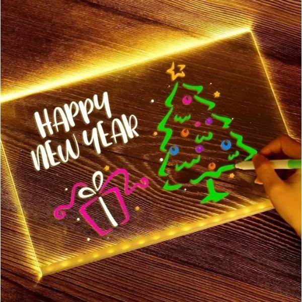 LED お絵描きボード ノートボード 光る アクリルメッセージボード カラー付きLED製お絵かきボー...