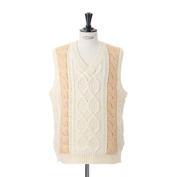 【P5倍 / SALE】Cable Stitch Vest(DWUB039)-White- Diga...
