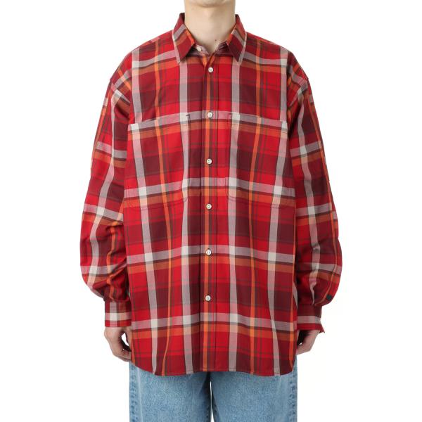 【SALE】【P5倍】Tech Work Shirts Flannel Plaids - D.RED...
