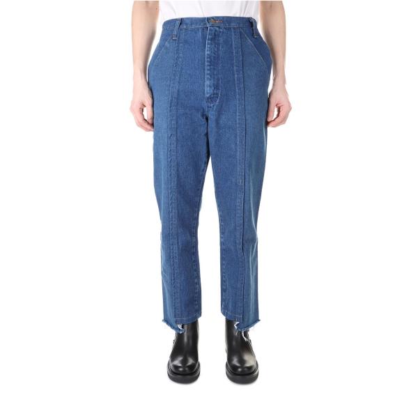 【P5倍 / SALE】Center fold seam denim slacks-BLUE-30s...