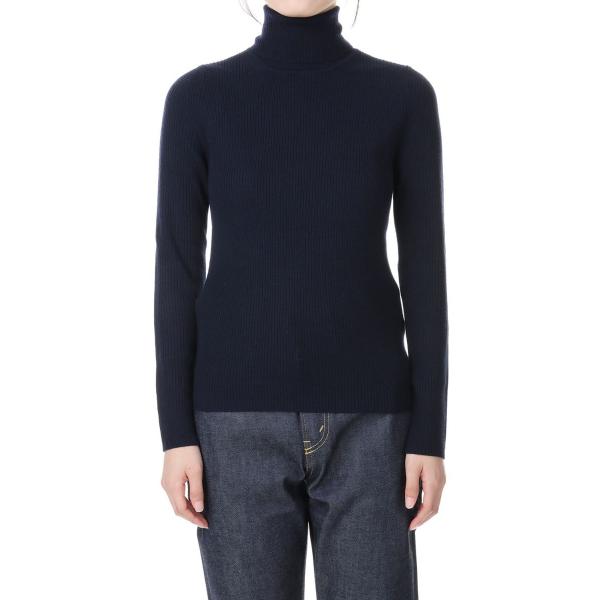 【P5倍 / SALE】14G merino wool rib turtleneck-NAVY(SL...