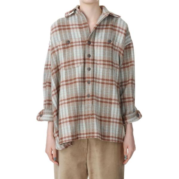 【P5倍 / SALE】Recycled bishou wool wide skipper shir...