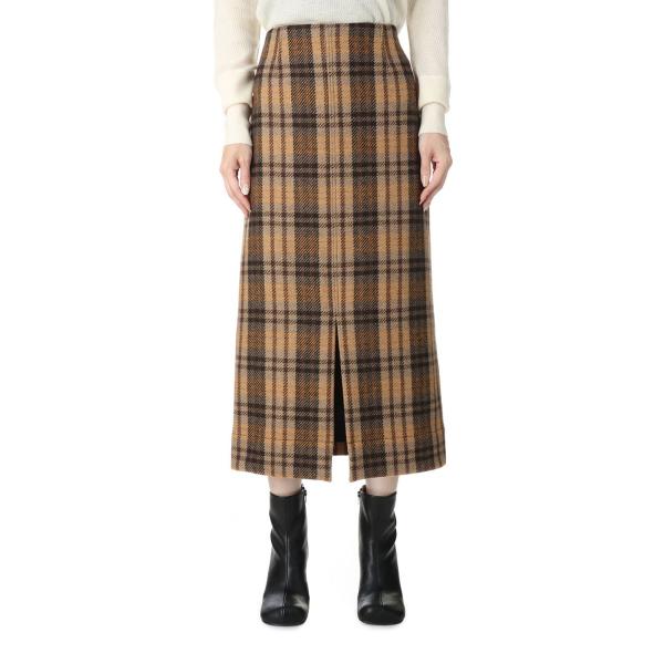 【P5倍 / SALE】Recycled Bishou Wool Tight Skirt-BROWN...