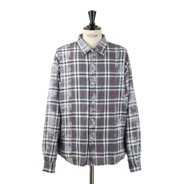 【P5倍】Switching Bleach Check Shirts -NAVY (LES188) ...