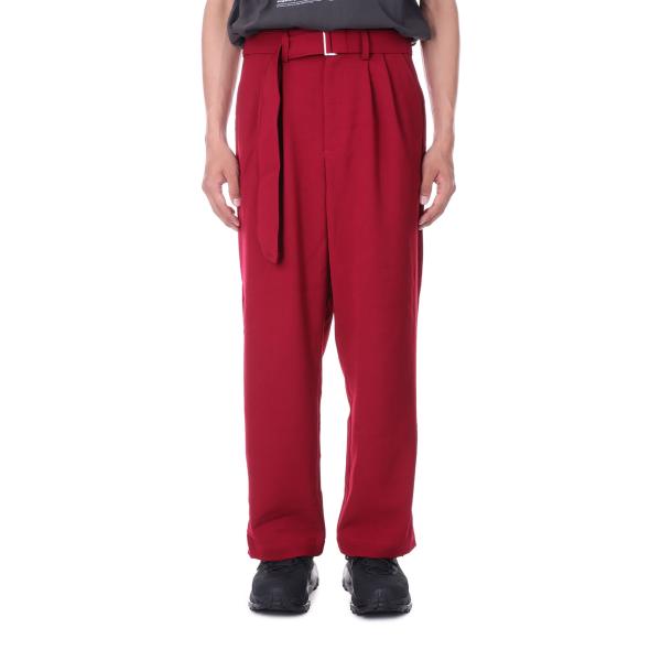 【P10倍】Two Tuck Belt Slacks Pants 2nd -BURGUNDY (LE...