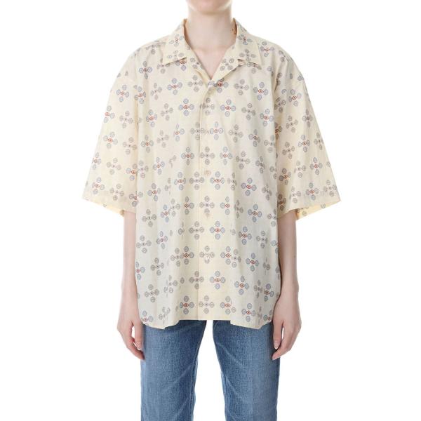 【P5倍 / SALE】PRINT HALF SLEEVE SHIRT -Red x Cream (...