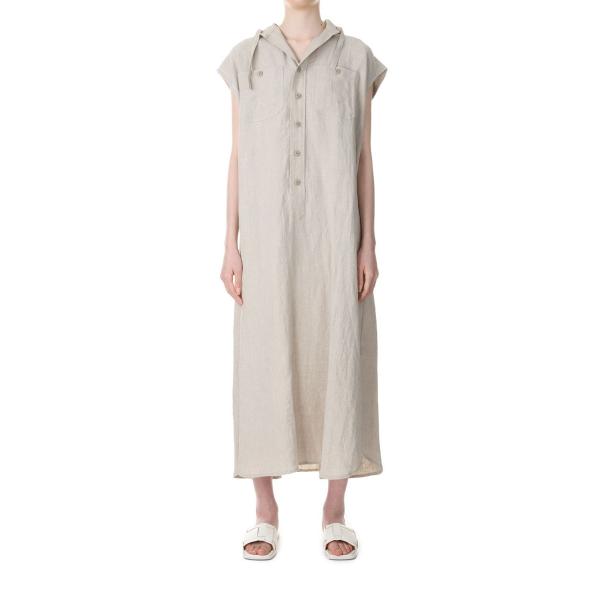 【P5倍 / SALE】Powder Snow Linen Hoodie Dress-BEIGE（1...