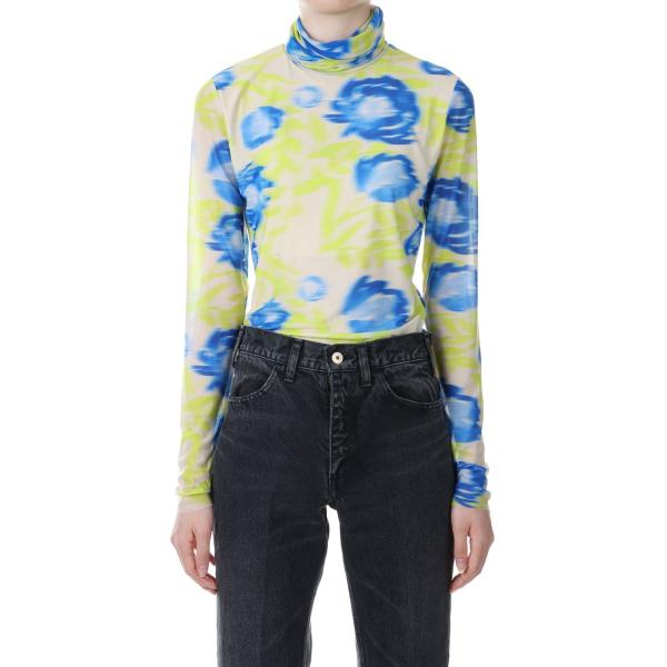 【P5倍 / SALE】Printed Mesh Long Sleeve Rollneck (T34...