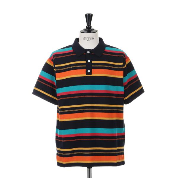 【P5倍 / SALE】BORDER KNIT SS POLO / BLACK（23SS-FS-11...