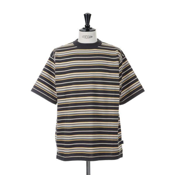 【P5倍 / SALE】BORDER KNIT SS TEE / CHARCOAL（23SS-FS-...
