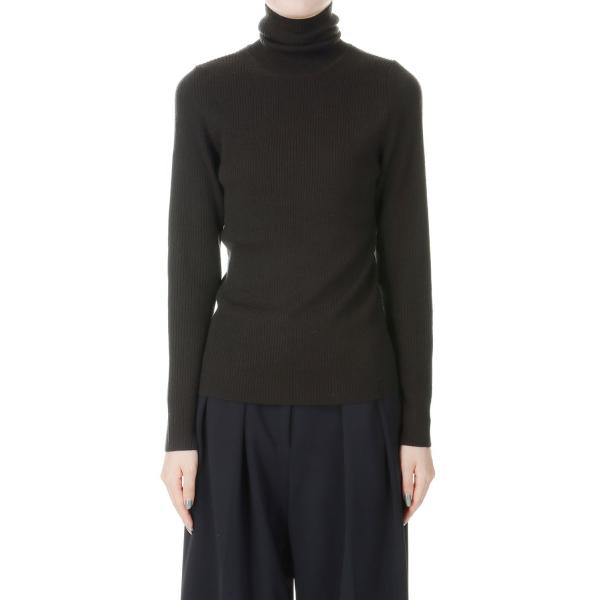 【P5倍 / SALE】14G rib Merino Wool Turtleneck -BROWN(...