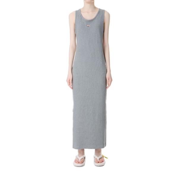 BABY FOX RIBBED TANK DRESS - MEDIUM GREY MELANGE(M...