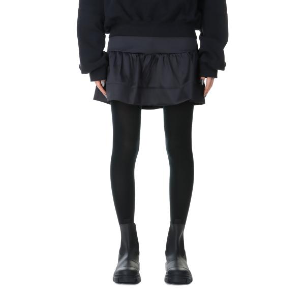 【P5倍 / SALE】Double Satin Flounce Mini Skirt-BLACK(...