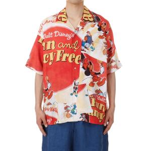 【DISNEY V/P PC ALOHA COLLECTION】ALOHA SHIRT MICKEY MOUSE & FRIENDS-RED-(DP-024-2707) Porter Classic(ポータークラシック)｜deepinsideinc