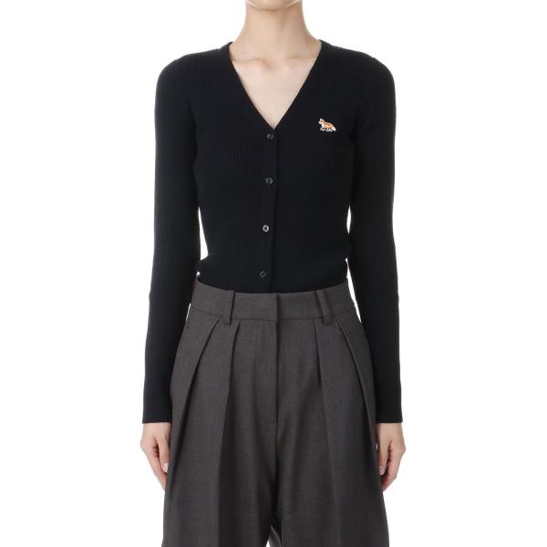 【SALE】BABY FOX PATCH FINE RIBBED CARDIGAN - BLACK(...