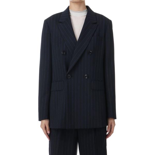 【P5倍 / SALE】DOUBLE BREASTED PINSTRIPE JACKET (24AM...