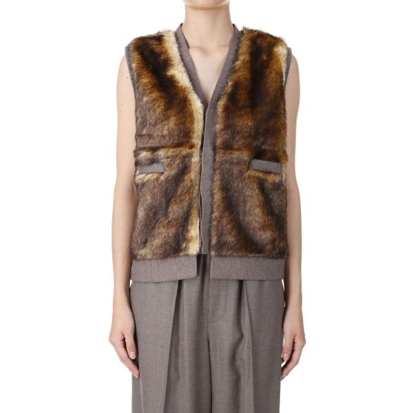 【P5倍 / SALE】Faux Fur Vest-BROWN(24AW-8-N) Jun Mika...