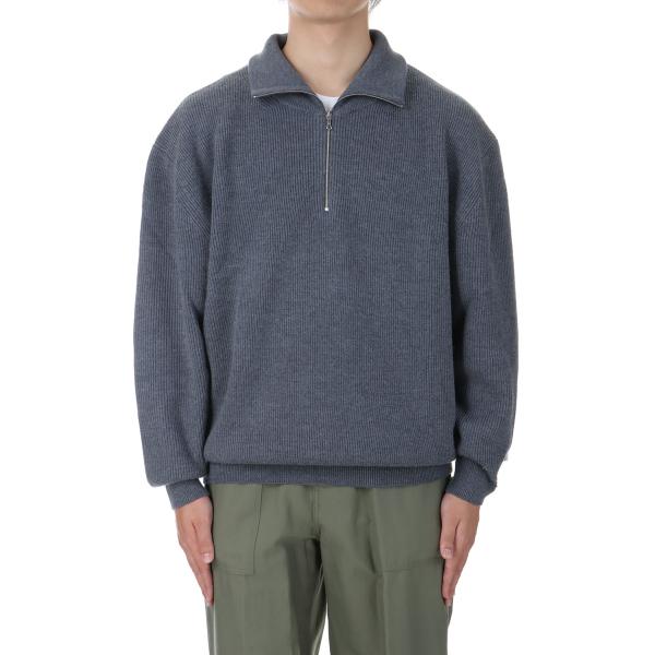 【P5倍 / SALE】VOLUME HALF ZIP-UP KNIT - GRAY (AOEFKN...