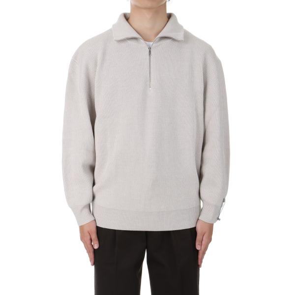 【P5倍 / SALE】VOLUME HALF ZIP-UP KNIT - IVORY (AOEFK...