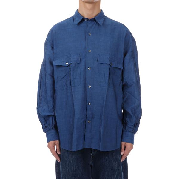 【P5倍】ROLL UP LINEN COTTON SHIRT (CANCLINI) / NAVY ...