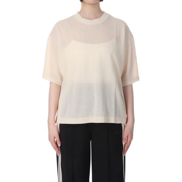 【P5倍 / SALE】SHEER GAUZE HALF SLEEVE TEE - ECRU (25...