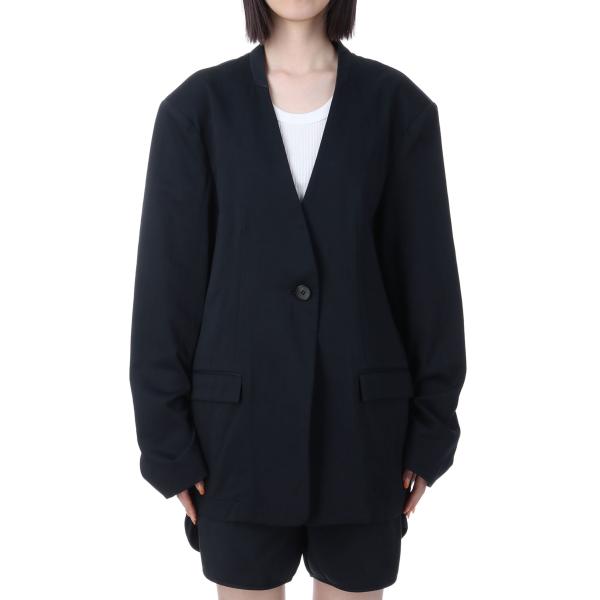 【SALE】Collarless Cottonsatin Jacket - INDIGO (1251...