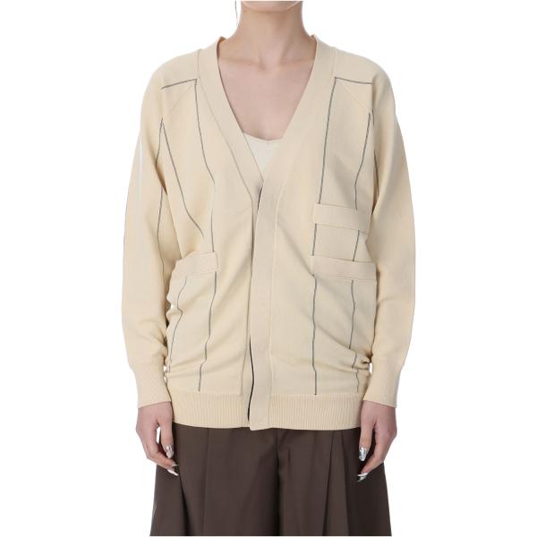 High Twist Yern Stripe Cardigan - Cream (25SS-19-N...