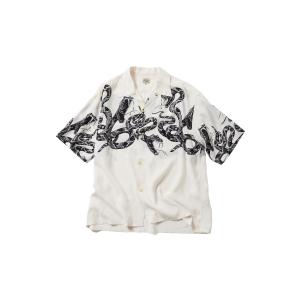 MONOTONE SNAKE S/S OPEN SHIRT - OFF WHITE (GL39440) Gold(ゴールド)｜deepinsideinc