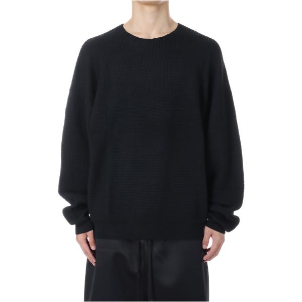 【P2倍】Waffle Long Sleeve Crewneck Sweater / Jet Bla...