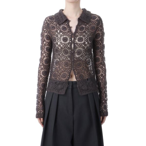 【SALE】Mohair Crochet Knitshirts - CHARCOAL GRAY (1...