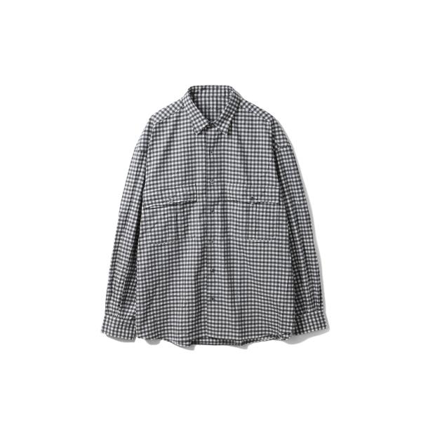 【P2倍】ROLL UP FLANNEL GINGHAM CHECK SHIRT / CHARCOA...