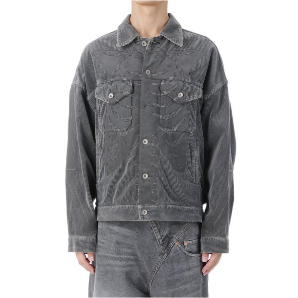 【P2倍】BONE APPLIQUE CORDUROY JACKET - GREY (25AW30B...