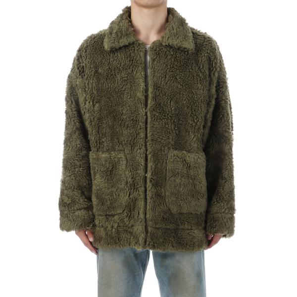 【P2倍】HAND-PAINTED HEMP FAUX FUR JACKET - KHAKI (25...
