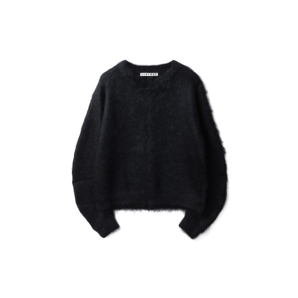【SALE】BRUSHED MOHAIR V-NECK SWEATER - BLACK (NF252...