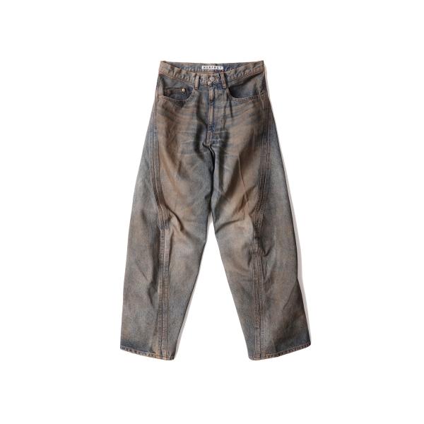 【SALE】3D TWISTED WIDE LEG JEANS - MUD FADED INDIGO...