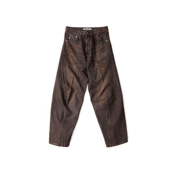 【SALE】3D TWISTED WIDE LEG JEANS - MUD FADED BLACK ...