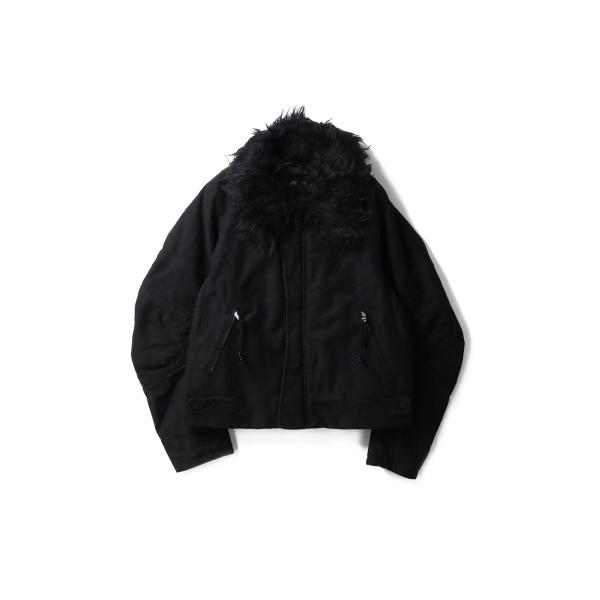 PADDED SHEARING COLLAR BIKER JACKET - BLACK (NF252...