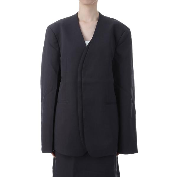 Collarless Over Jacket - CHARCOAL GRAY (62520106) ...