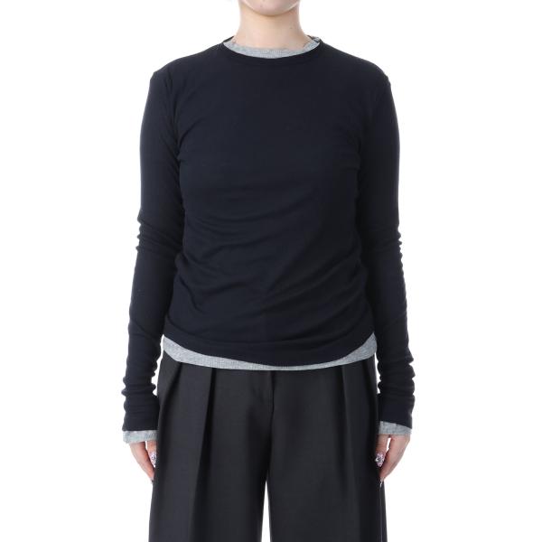 Layered Sheer Long T-shirts - NAVY (62520617) anuk...