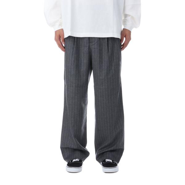 【P2倍 / SALE】WOOL 2 TUCK TROUSERS - GRAY STRIPE (25...