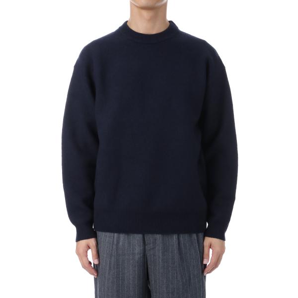 【P2倍 / SALE】FELTED MERINO WOOL CREW NECK KNIT - NA...