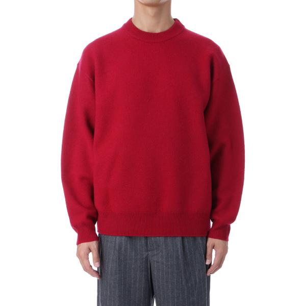 【P2倍 / SALE】FELTED MERINO WOOL CREW NECK KNIT - RE...