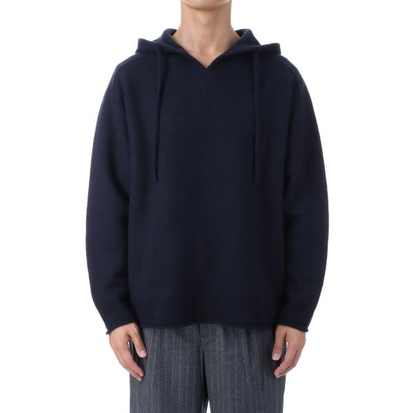 【P2倍 / SALE】FELTED MERINO WOOL FOODIE KNIT - NAVY ...