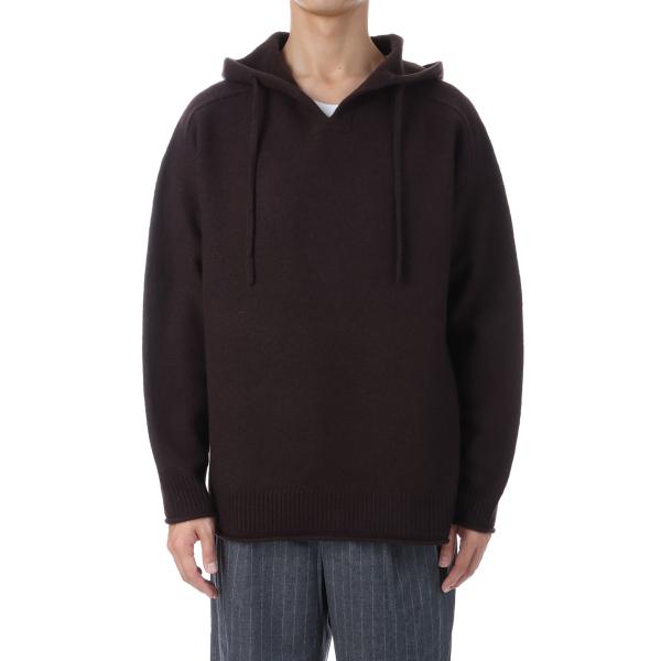 【P2倍 / SALE】FELTED MERINO WOOL FOODIE KNIT - BROWN...