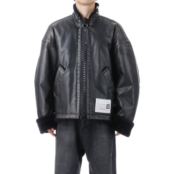 【P2倍】VEGAN BOA LEATHER JACKET - BLACK (A15BL071) M...