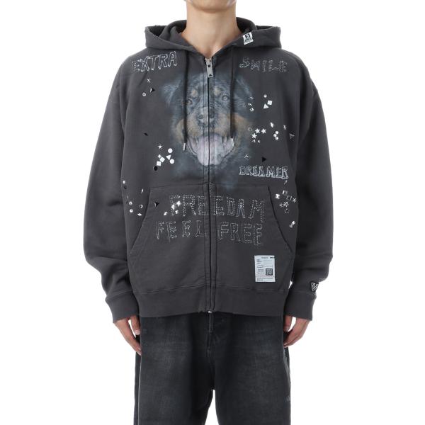【P2倍】EMBELLISHED DISTRESSED PARKA - BLACK (J15PK72...