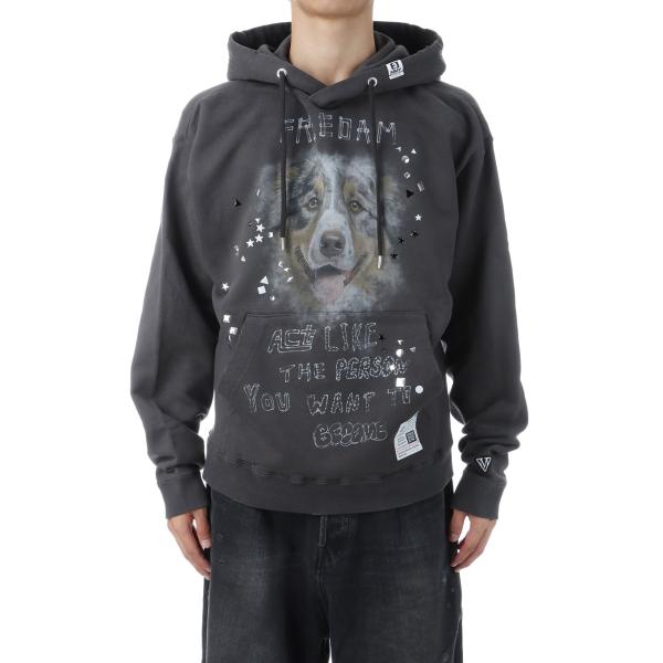 【P2倍】EMBELLISHED DISTRESSED HOODIE - BLACK (J15HD7...