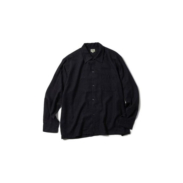 【P5倍 / SALE】Super120's WOOL CHECK OPEN SHIRT - BLA...