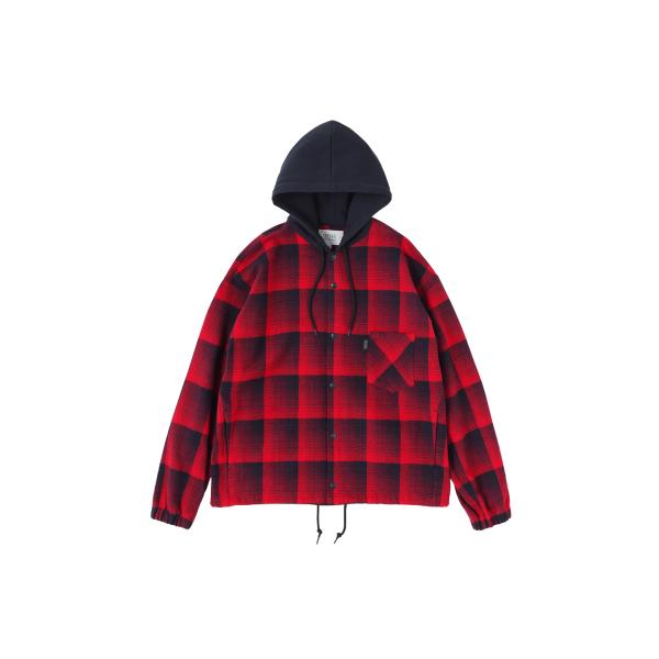【P5倍 / SALE】Flannel Hoodie - Red / Black (SD25F-SH...